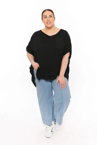 Harrison Petite V Neck Liquorice