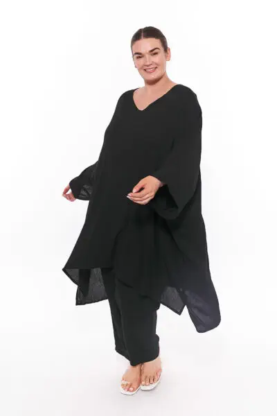 Oversized Layering Top Crinkle Black