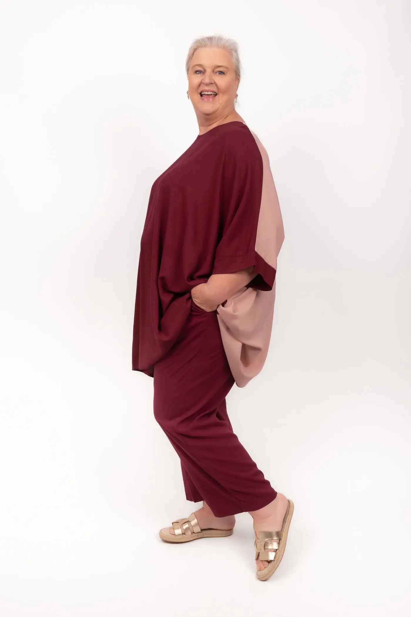 Slim Leg Pant Rayon Burgundy (FINAL SALE) - Image 4