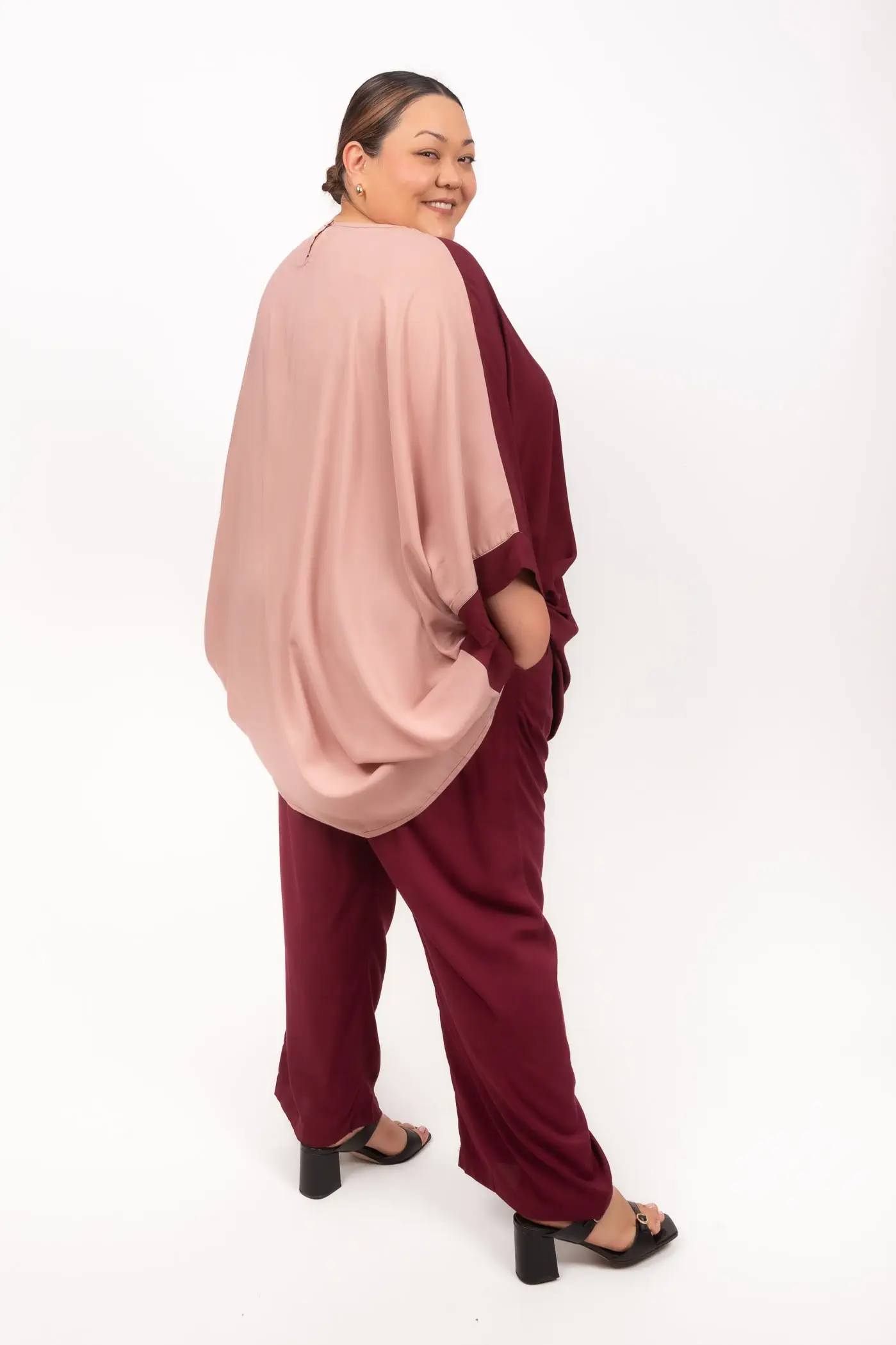 Slim Leg Pant Rayon Burgundy (FINAL SALE) - Image 2