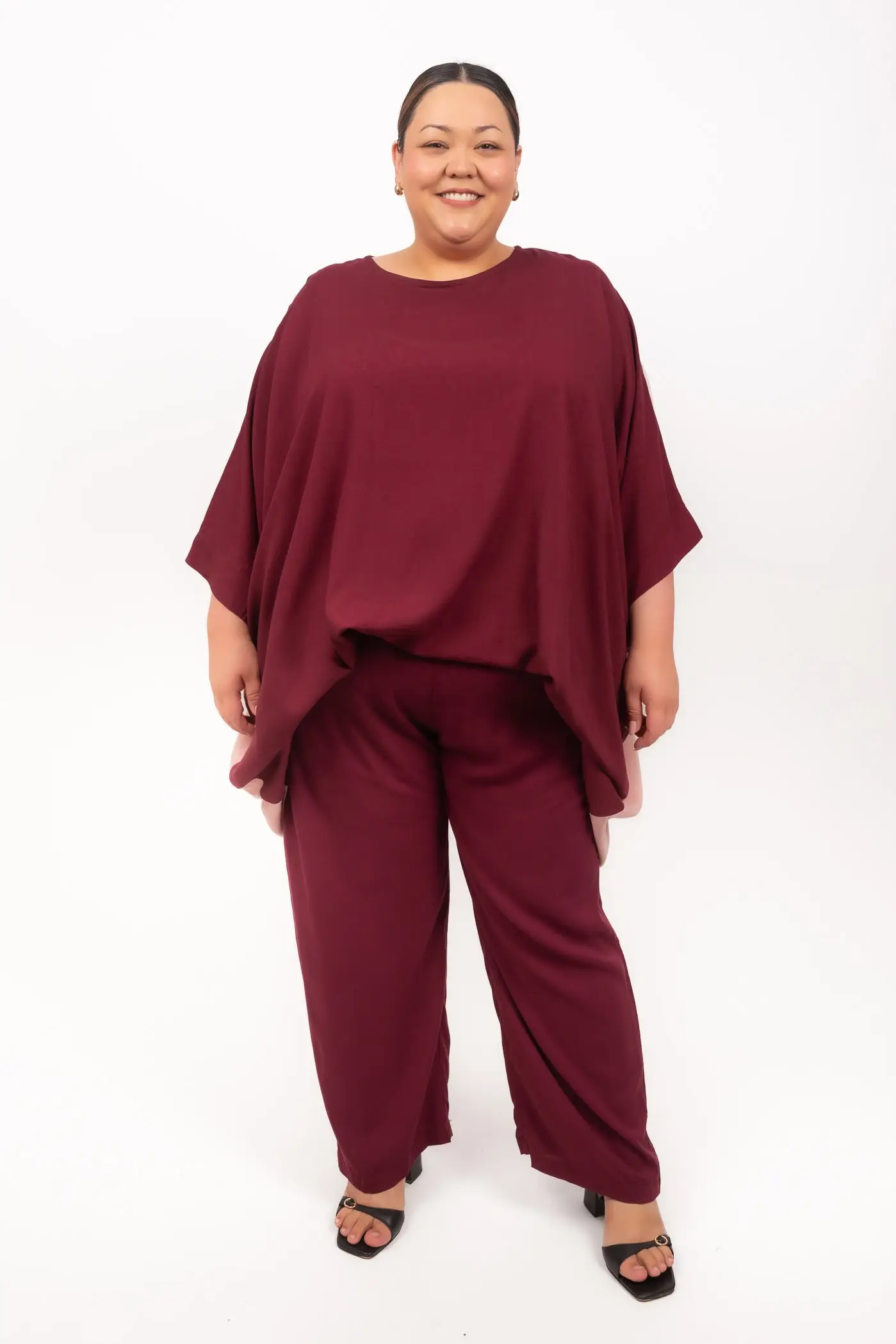 Slim Leg Pant Rayon Burgundy (FINAL SALE) - Image 3