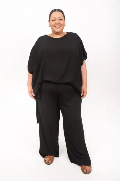 Crinkle Straight Leg Pant Black (FINAL SALE)