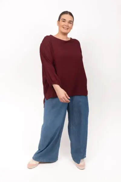 Harrison Long Sleeve Petite Round Neck Burgundy (FINAL SALE)