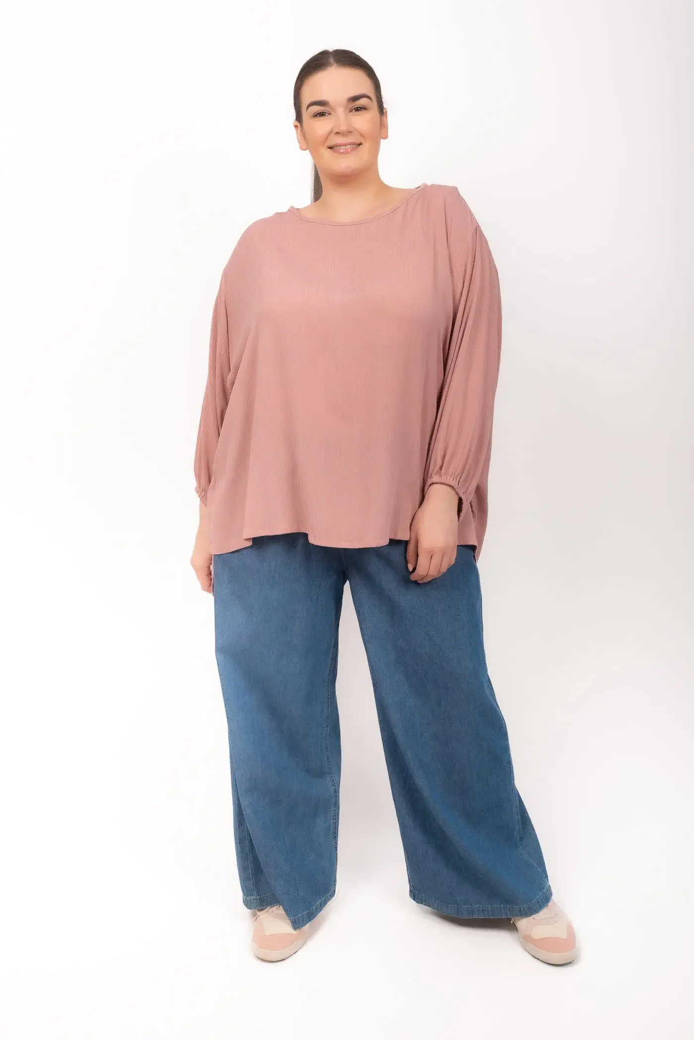 Harrison Long Sleeve Petite Round Neck Dusty Pink (FINAL SALE) - Image 2