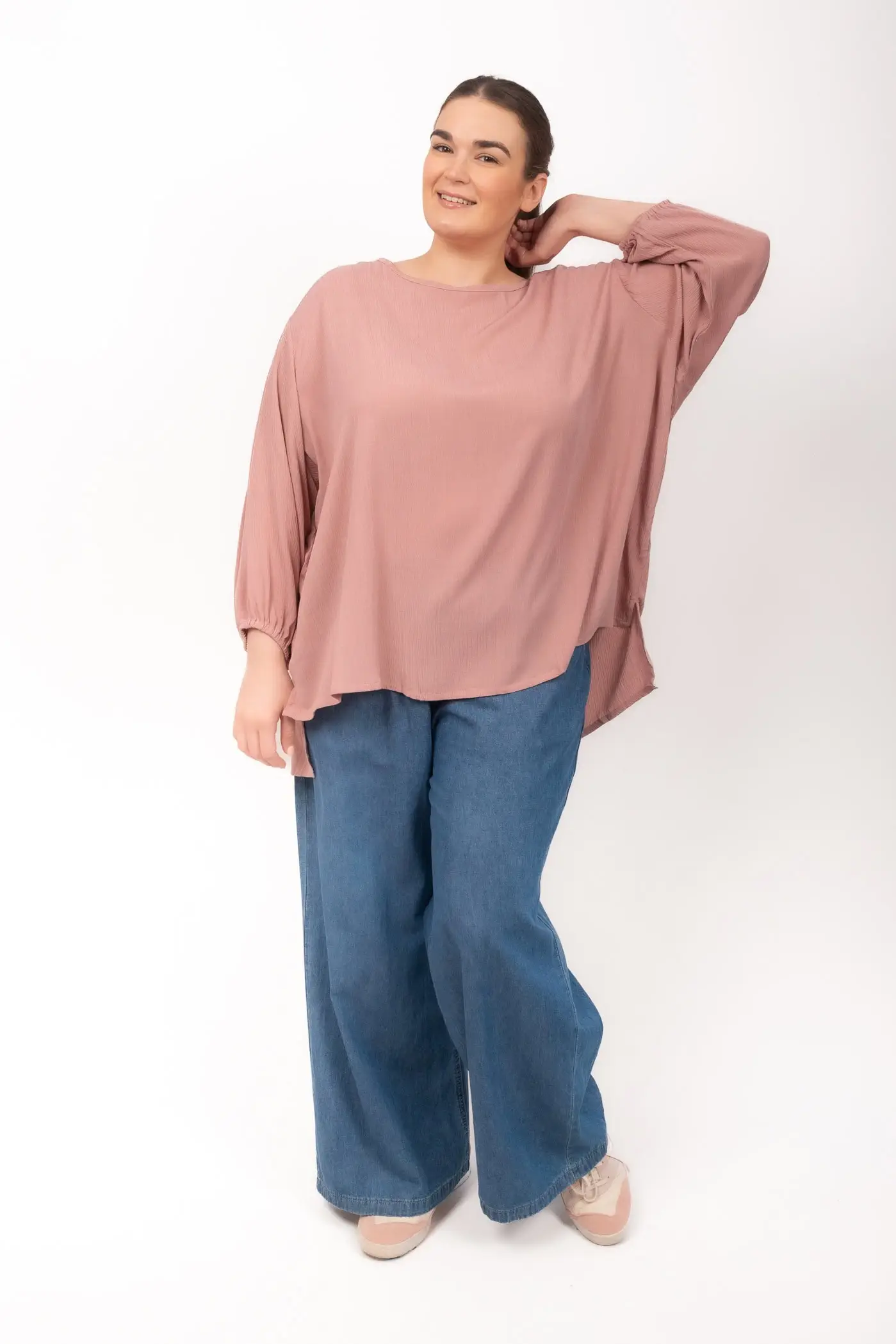 Harrison Long Sleeve Petite Round Neck Dusty Pink (FINAL SALE)