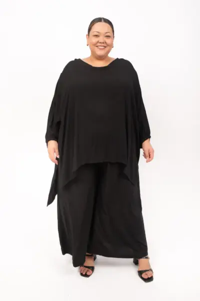 Harrison L/S Elastic Sleeve Round Neck Black