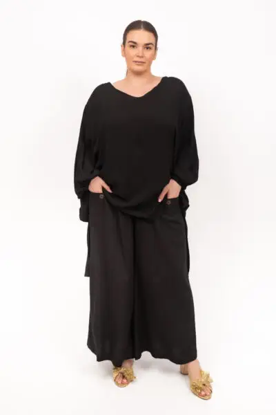 Wide Leg Pant Front Pocket Black (FINAL SALE)