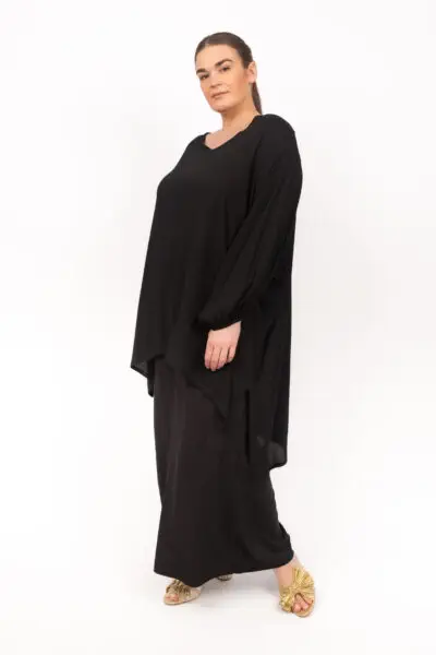 Harrison L/S Elastic Sleeve V Neck Black