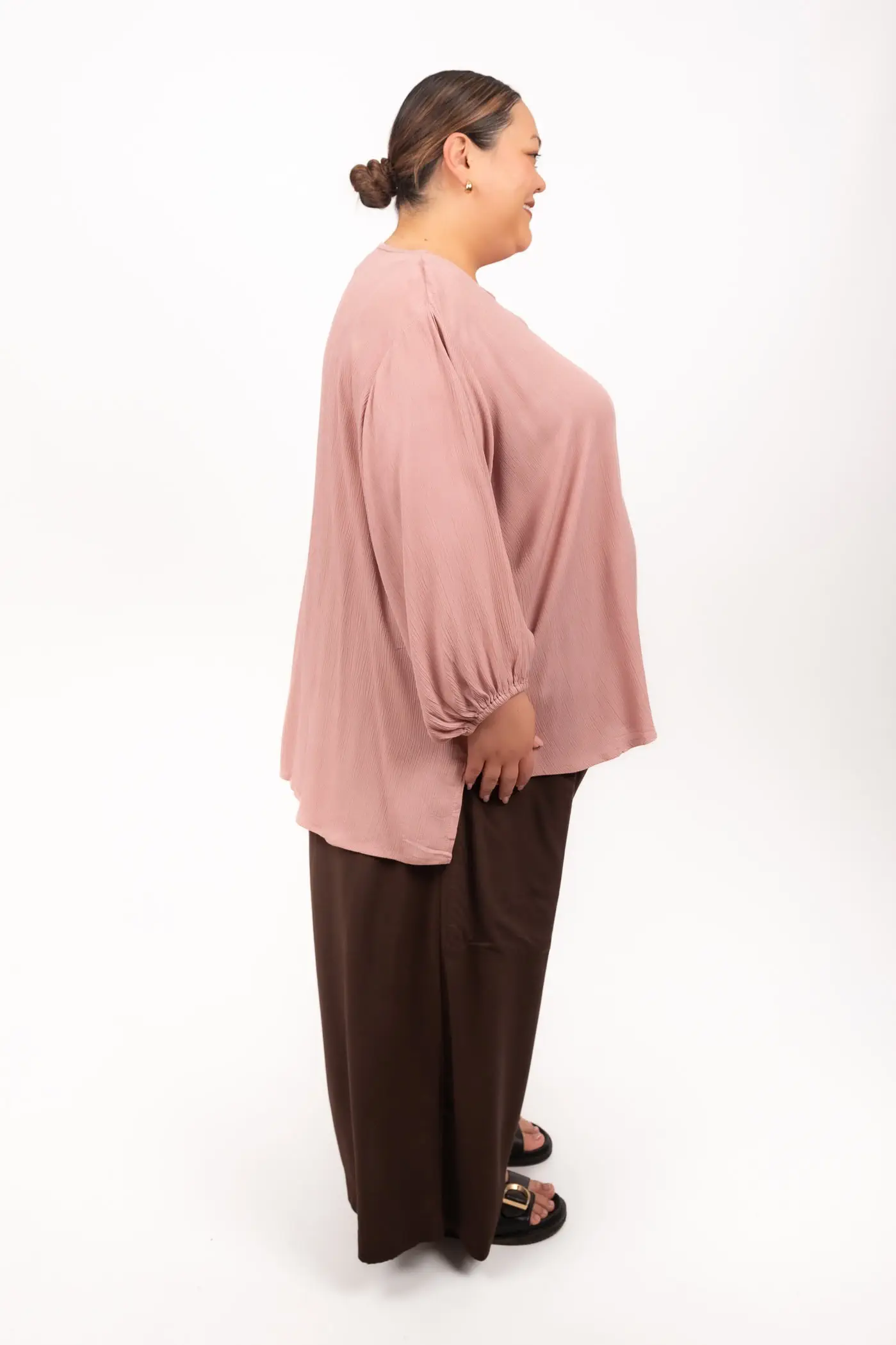 Harrison Long Sleeve Petite Round Neck Dusty Pink (FINAL SALE) - Image 6