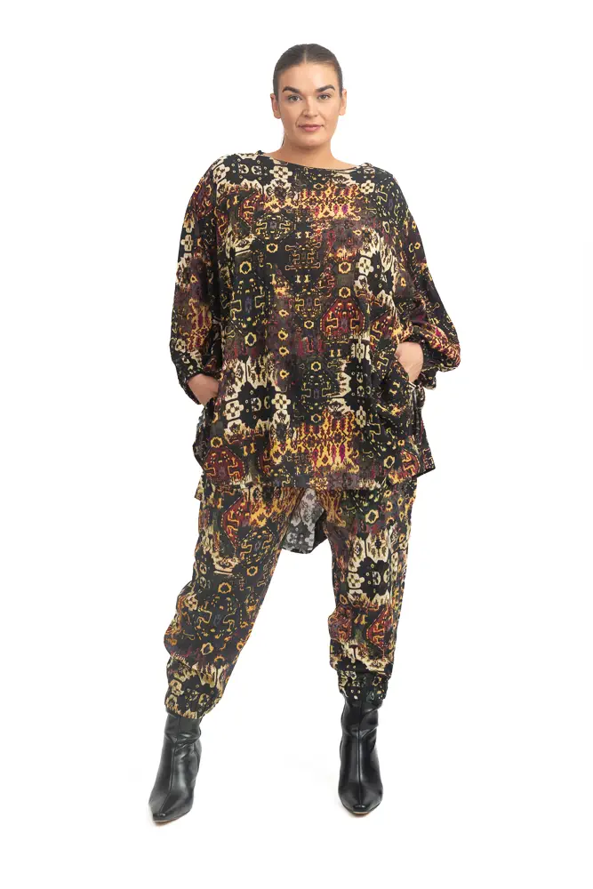 Harrison L/S Elastic Sleeve Round Neck Mystique Shimmer