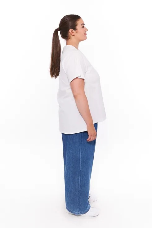 Hannah Round Neck Basic T-Shirt White - Image 6