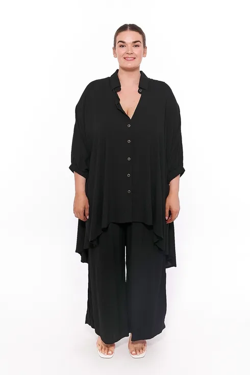 Wide Leg Pant with Side Split Black (FINAL SALE) - Image 4