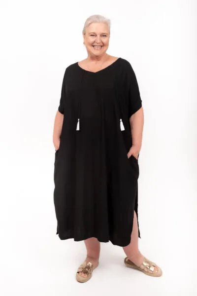 Catalina V Neck Tassels Black (FINAL SALE)