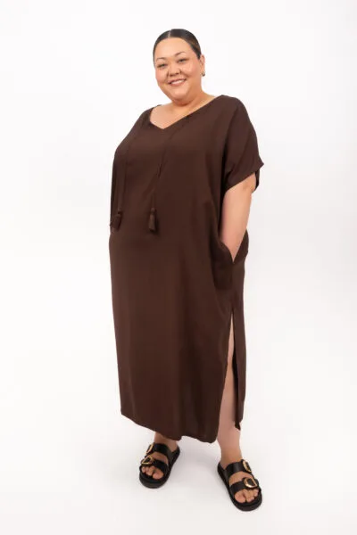 Catalina V Neck Tassels Chocolate (FINAL SALE)