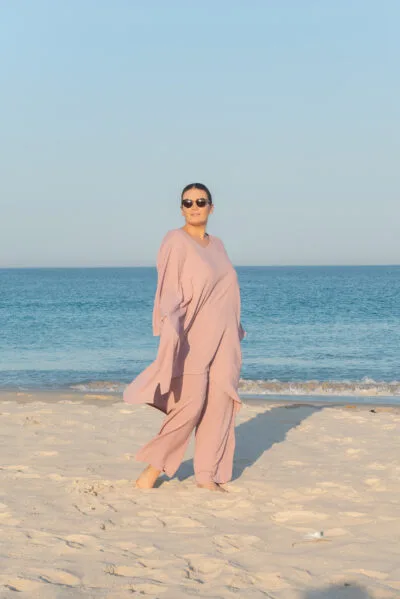 Crinkle Straight Leg Pant Dusty Pink (FINAL SALE)