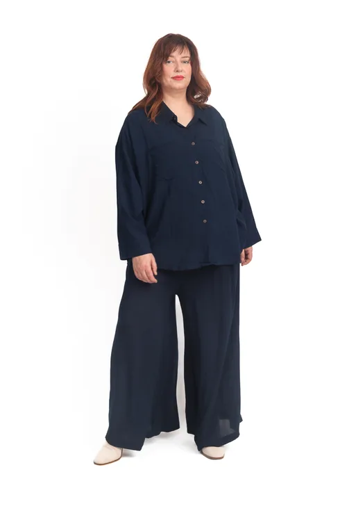 Button Back Shirt Navy