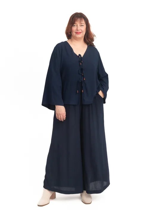 Tie Front Top Navy