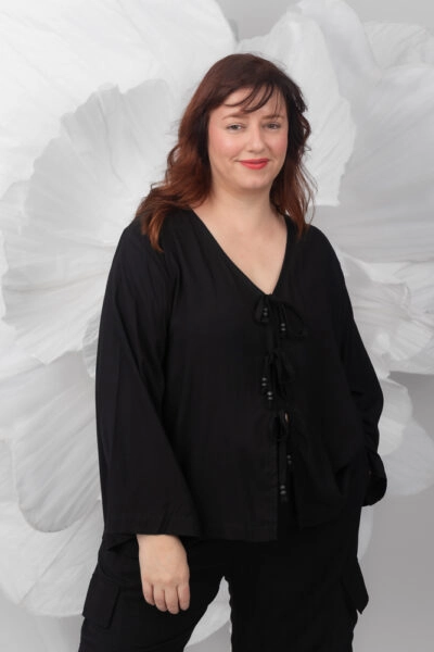 Tie Front Top Black